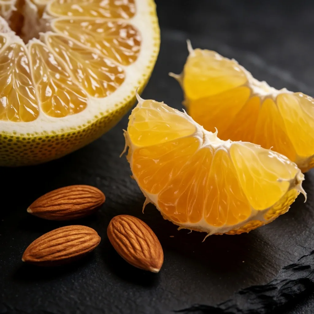 Vitamin C and E rich foods on dark slate